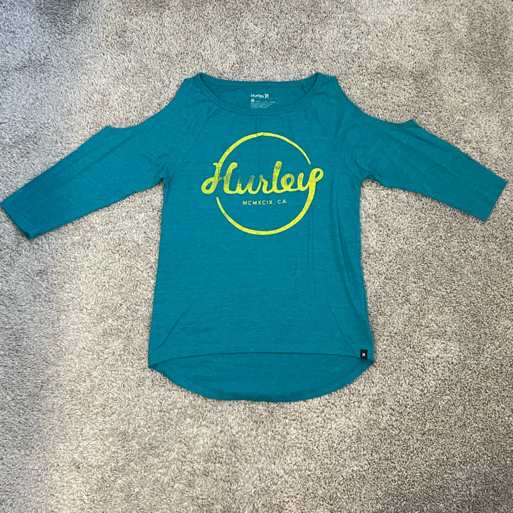 Hurley 3/4 sleeve open shoulder top